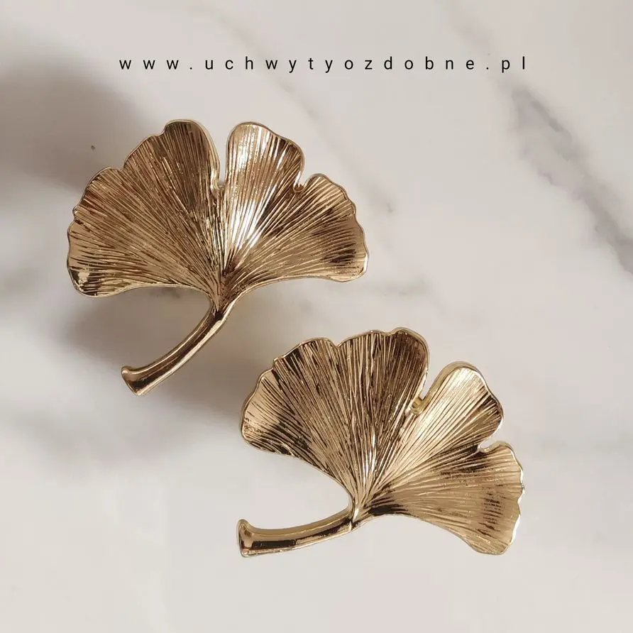 iuchwyt meblowy ozdobny lisc milorzebu kolor zloty 1