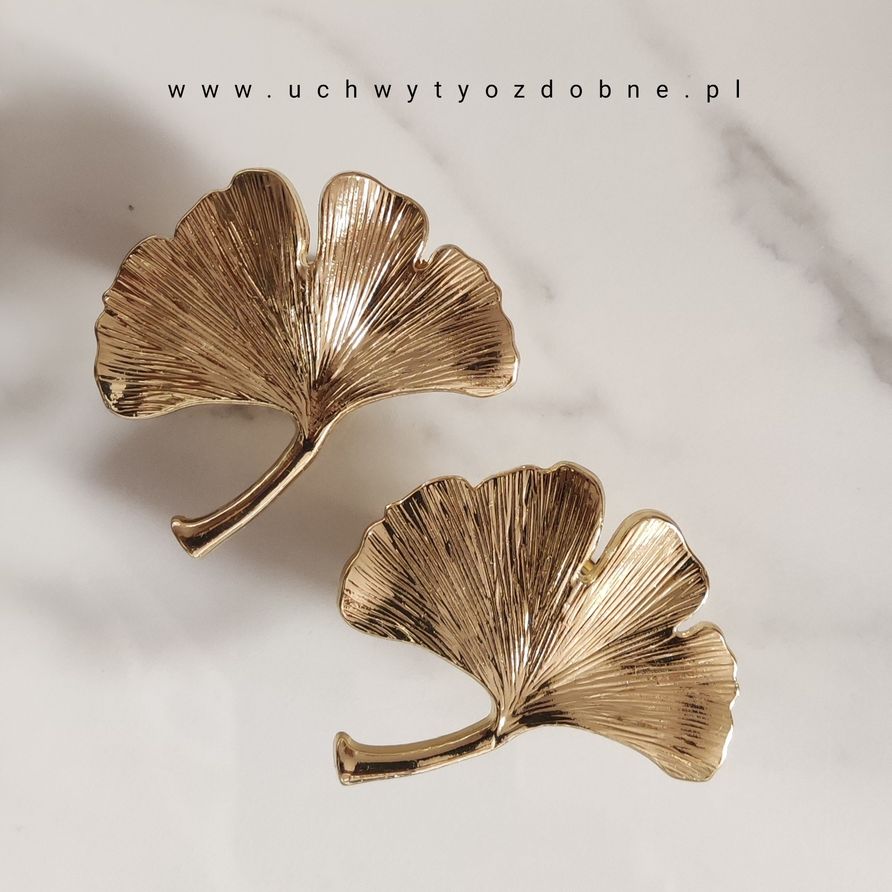 iuchwyt meblowy ozdobny lisc milorzebu kolor zloty 1