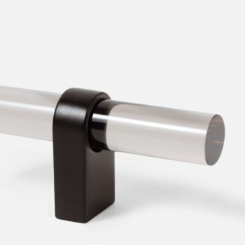 Uchwyt meblowy akryl dymiony 80 mm i nóżką czarny mat OUTLET