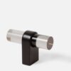 Uchwyt meblowy akryl dymiony 50 mm i nóżką czarny mat OUTLET