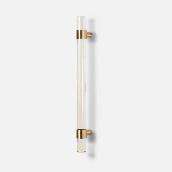 Uchwyt meblowy kryształ 220mm szampański i mosiądz OUTLET